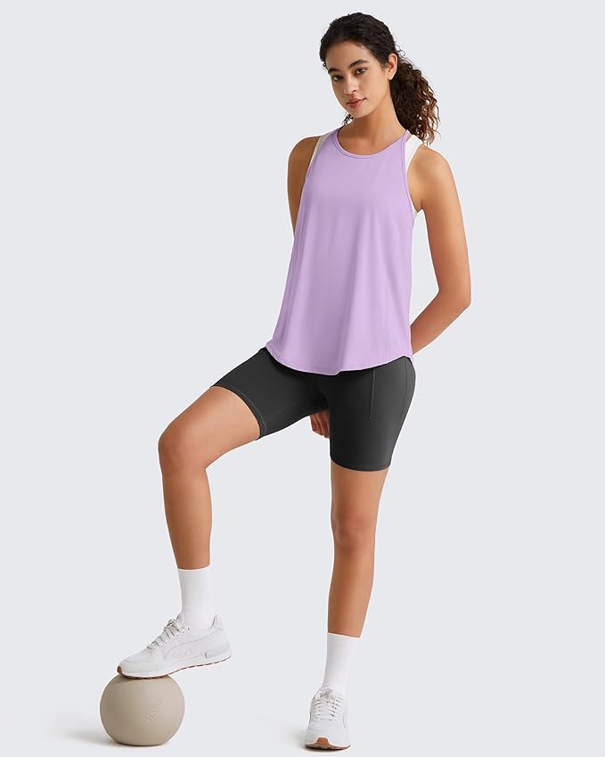 G4Free Workout Athletic Tank Tops for Women Racerback Lightweight Gym Pilates Y-Back Loose Fit Running Tanks Top