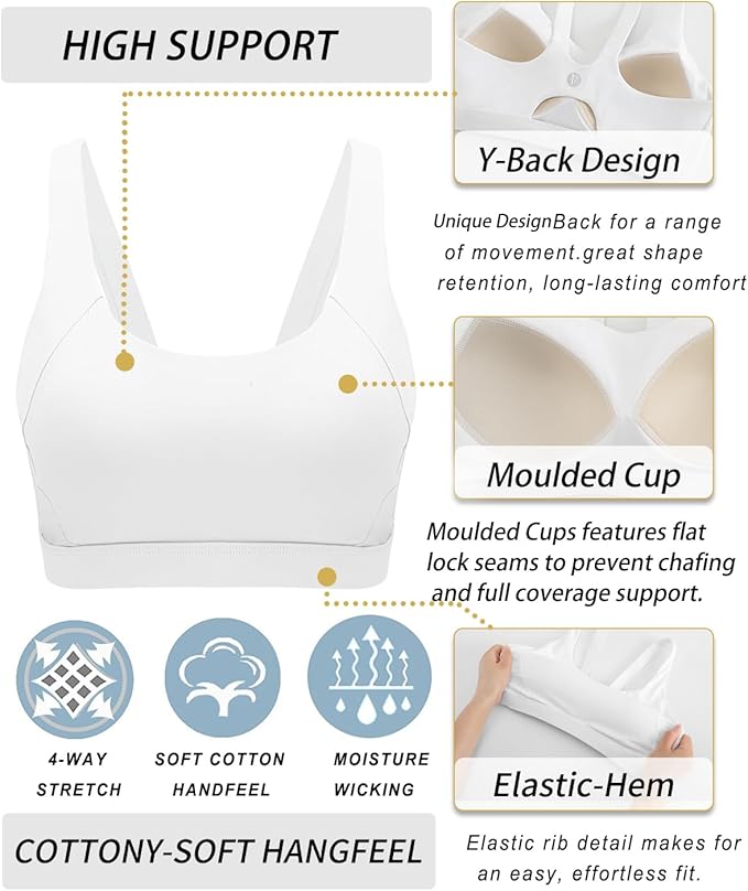RUNNING GIRL Sports Bra for Women High Support, Molded Cup High Impact Sports Bras for Women with Sewn in Pads