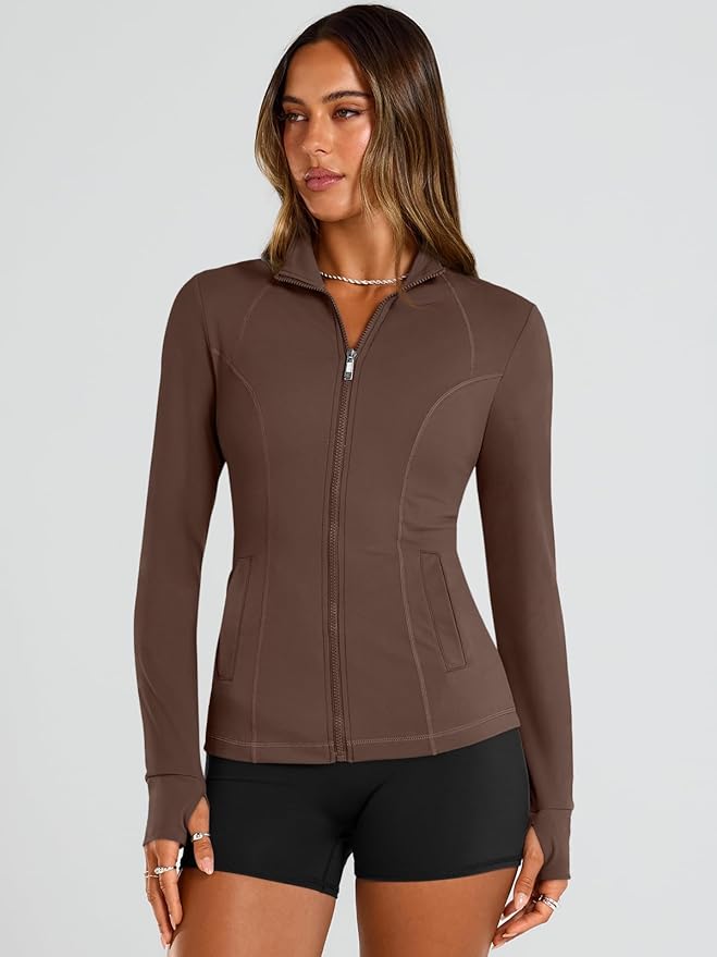 Trendy Queen Womens Lightweight Zip Up Jackets 2026 Athletic Workout Hoodies Spring Shirt Fitted Gym Clothes with Pocket