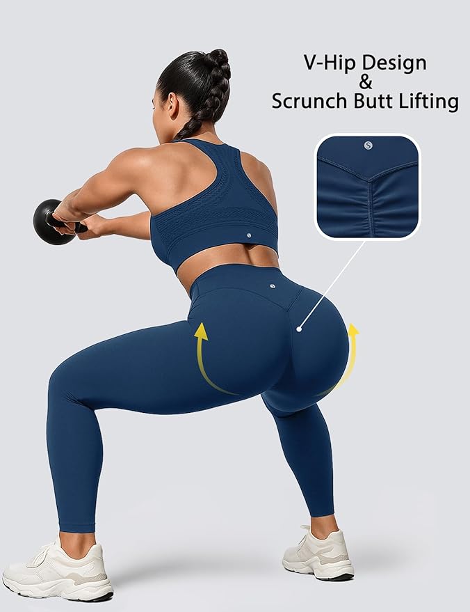 Sogetdo Yoga Leggings for Women Hidden Scrunch Butt Non See Through High Waisted No Front Seam Athletic Gym Workout Pants