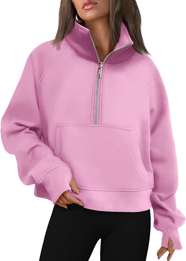 AUTOMET Womens Sweatshirts Half Zip Cropped Pullover Fleece Quarter Zipper Hoodies 2026 Fall Fashion Outfits Clothes