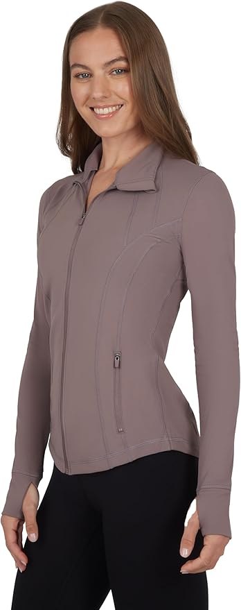 90 Degree By Reflex Full Zip Running Track Jacket Lightweight Athletic Slim Fit Jacket with Thumbholes