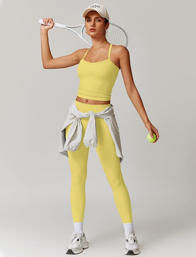 QBGJTD Womens Workout Sets Two Piece Cross Back Tank Top Matching High Waist Leggings Sets Gym Outfits Work Out Clothes