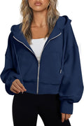 Trendy Queen Hoodies for Women Full Zip Up Cropped Sweatshirts Jackets Casual Comfy Gym Tops Fall Outfits Winter Clothes 2026