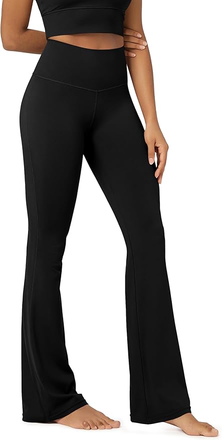 ODODOS Women's Powerful Tummy Control Flared Yoga Pants 2.0 High Waist Workout Bootcut Leggings with Inner Pocket- 29" / 31"