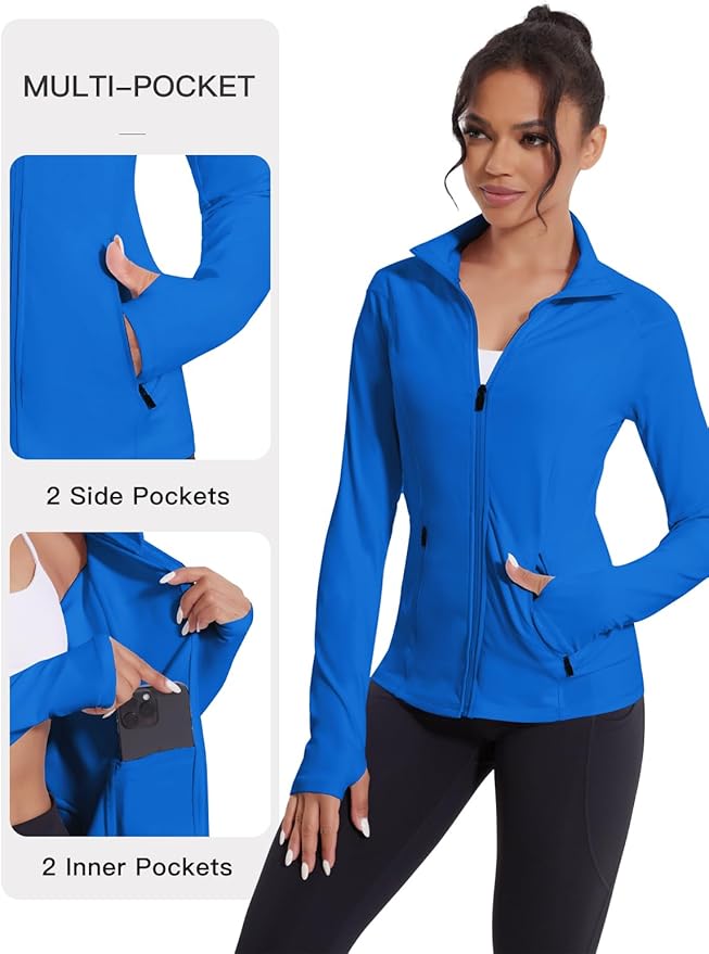 VUTRU Women's Workout Jackets Full Zip Athletic Tops Lightweight Gym Yoga Running Jacket with Pockets