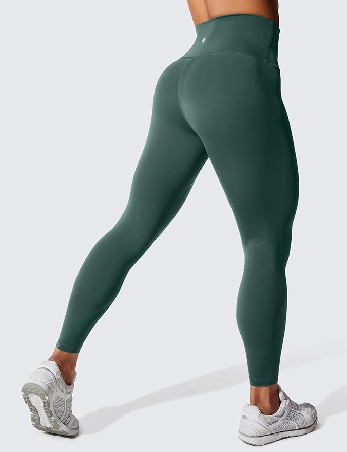 CRZ YOGA Women's Hugged Feeling Compression Leggings 25 Inches - Thick High Waisted Tummy Control Workout Pants Tights