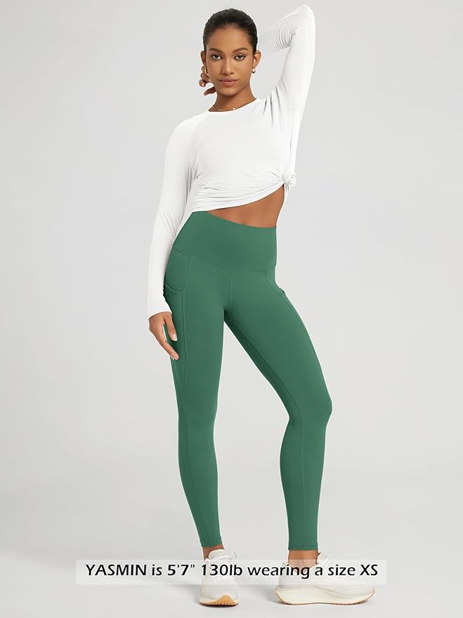 ODODOS Women's High Waisted Yoga Leggings with Pockets, Tummy Control Non See Through Workout Athletic Running Yoga Pants