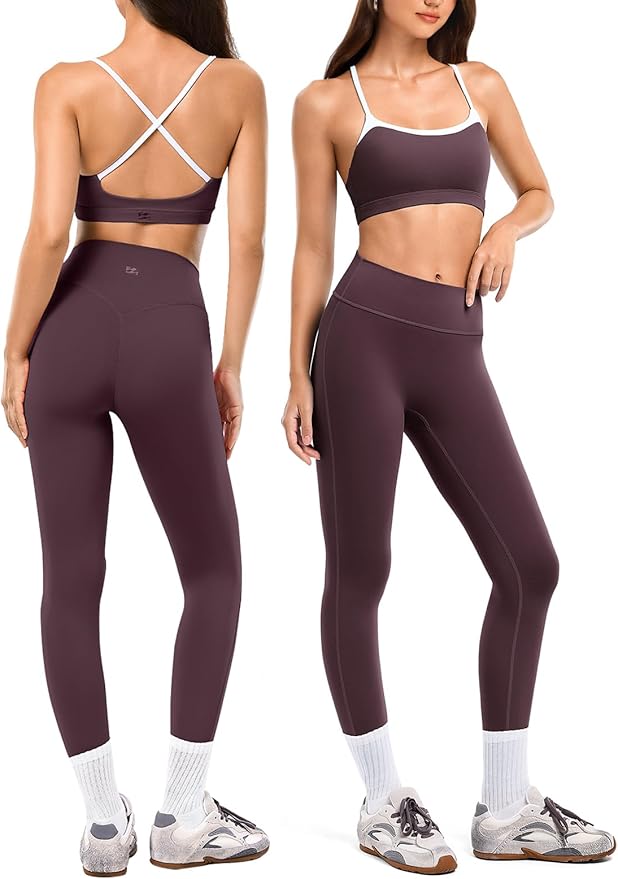 2 Piece Workout Sets for Women, Camisole Square Neck Tops & Seamless Leggings, Gym Yoga Pilates Outfits