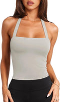 LASLULU Womens Sexy Halter Sports Bra Workout Tops Wirefree Sleeveless Gym Yoga Tank Tops Y2k Casual Crop
