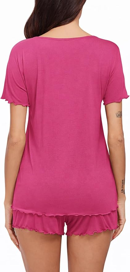 Ekouaer Womens Pajama Sets Short Sleeve Pajamas for Women Sets 2 Piece Lounge Sets Soft Sleepwear PJS