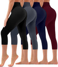 4 Pack Leggings for Women Butt Lift High Waisted Tummy Control No See-Through Yoga Pants Workout Running Leggings