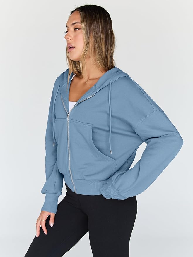 Trendy Queen Hoodies for Women Full Zip Up Cropped Sweatshirts Jackets Casual Comfy Gym Tops Fall Outfits Winter Clothes 2026