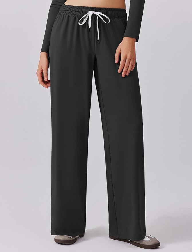 PINSPARK Women 2 Piece Lounge Set Long Sleeve Cropped Top Wide Leg Pants with Pockets 2024 Fall Outfits Matching Tracksuit