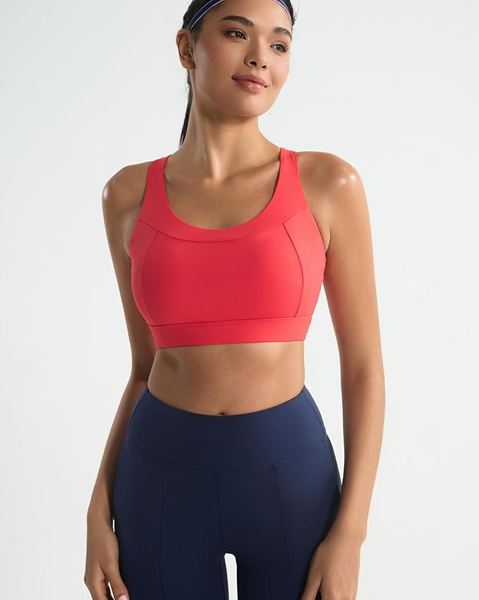 RUNNING GIRL Sports Bra for Women,Adjustable Straps Supportive High Impact Sports Bras for Women with Sewn in Pads