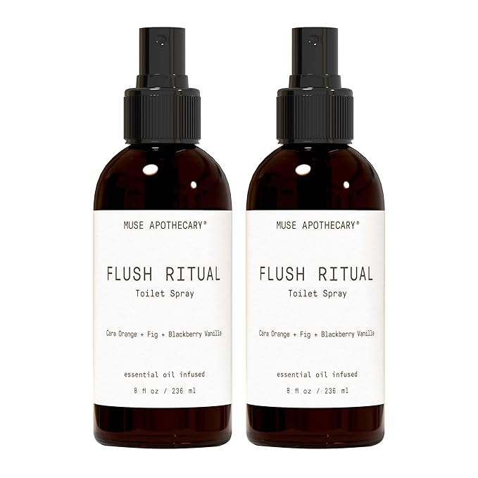 Muse Apothecary Flush Ritual - Aromatic & Refreshing Toilet Spray, Use Before You Go, 8 oz, Infused with Natural Essential Oils - Cara Orange + Fig + Blackberry Vanilla, 2 Pack