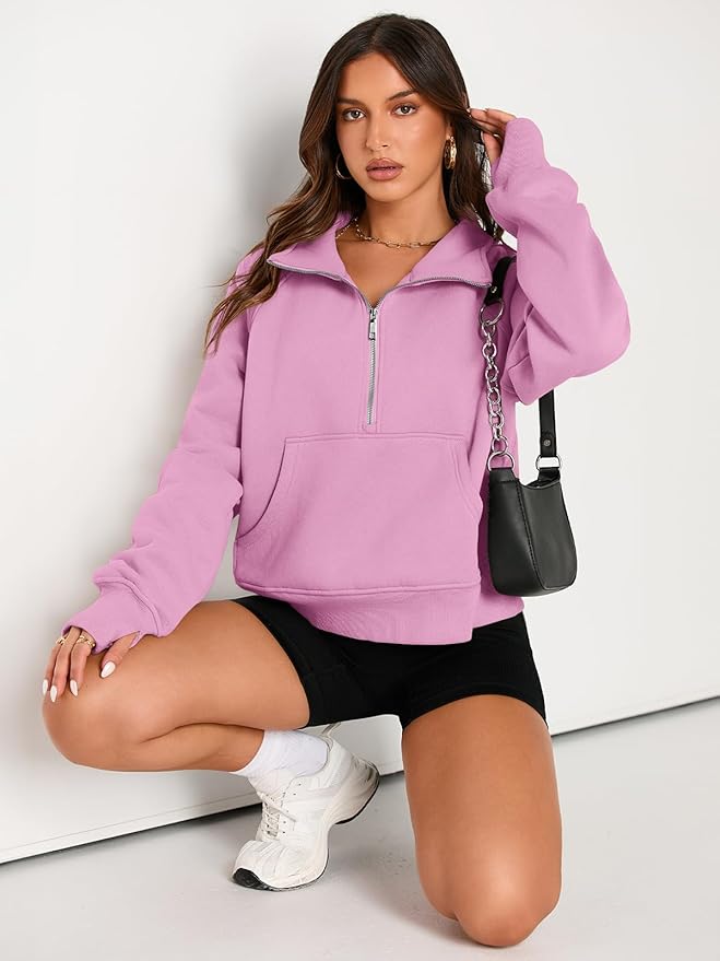 AUTOMET Womens Sweatshirts Half Zip Cropped Pullover Fleece Quarter Zipper Hoodies 2026 Fall Fashion Outfits Clothes