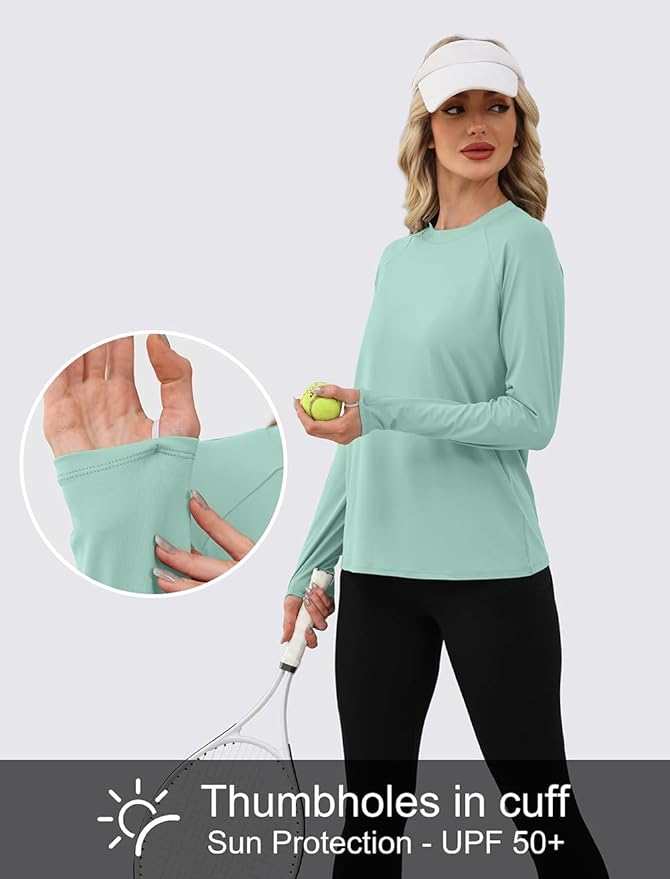 WIHOLL Workout Tops for Women Long Sleeve Sun Shirt UPF 50+ UV Protection Running Hiking Clothes Quick Dry Athletic Tops