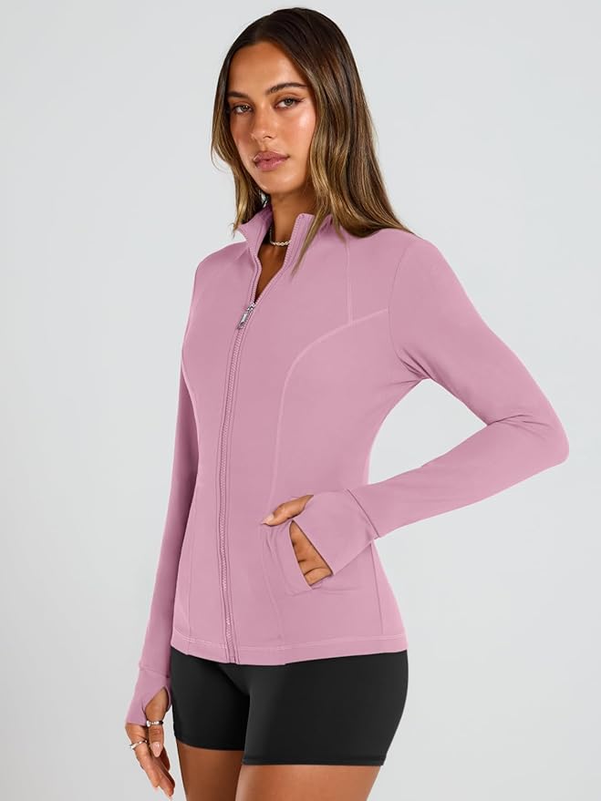 Trendy Queen Womens Lightweight Zip Up Jackets 2026 Athletic Workout Hoodies Spring Shirt Fitted Gym Clothes with Pocket