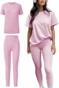 ZFLM casual sportswear 3-piece set high waist tight pants yoga pants short sleeved round neck yoga set