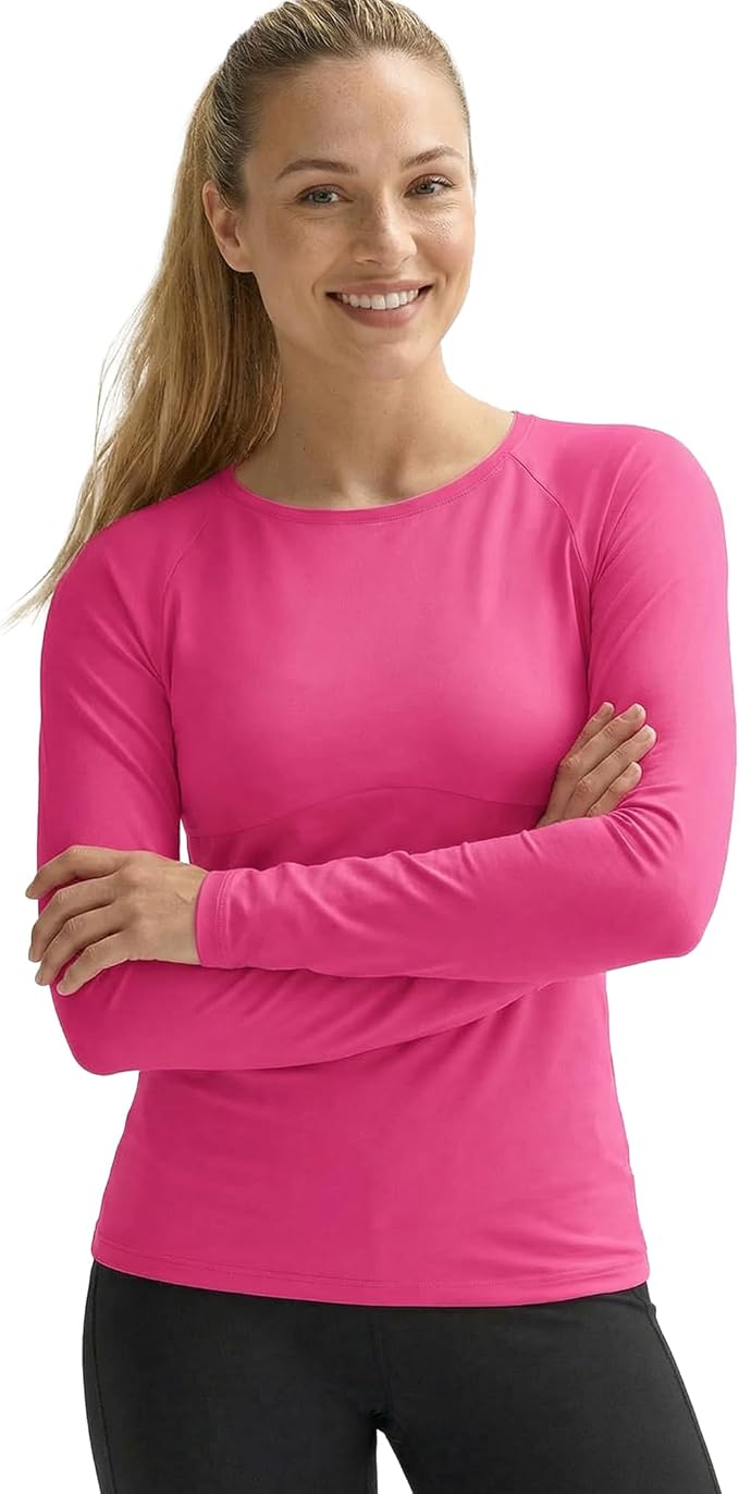 Zengjo Women's Long Sleeve Workout Tops Fitted Silky Cooling Athletic Performance Shirts Moisture Wicking for Yoga Gym