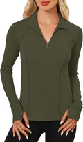 LOMON Women's Long Sleeve Athletic Tops Quarter Zip Workout Shirts Turtle Neck Fall Compression Shirt with Thumb Hole