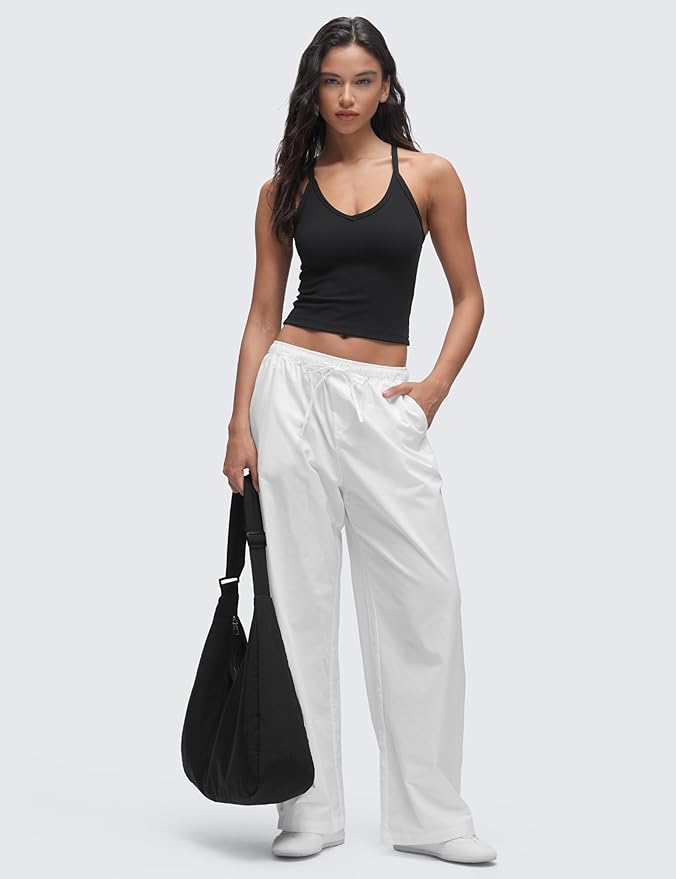 CRZ YOGA Butterluxe Soft Double Lined V Neck Tank Tops for Women - Yoga Casual Camisole Racerback Tight Sleeveless Shirt