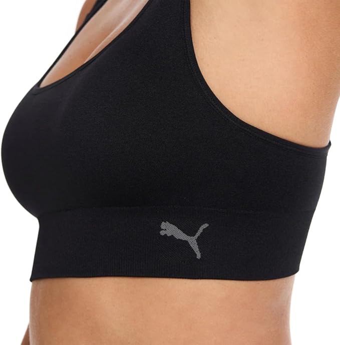 PUMA Sports Bra for Women Lightweight, Seamless Bras with Stretch Fit, 2-Pack