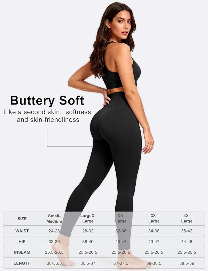 Bluemaple High Waisted Leggings for Women - Tummy Control Pants Non See Through Workout Soft Yoga Pants for Running Plus Size