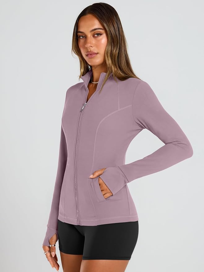 Trendy Queen Womens Lightweight Zip Up Jackets 2026 Athletic Workout Hoodies Spring Shirt Fitted Gym Clothes with Pocket