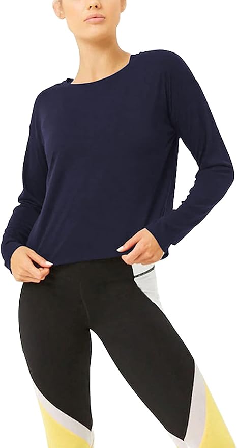 Bestisun Long Sleeve Workout Shirts Yoga Dance Tops Open Back Athletic Clothes for Women