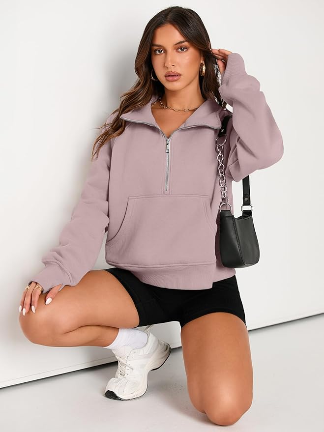 AUTOMET Womens Sweatshirts Half Zip Cropped Pullover Fleece Quarter Zipper Hoodies 2026 Fall Fashion Outfits Clothes