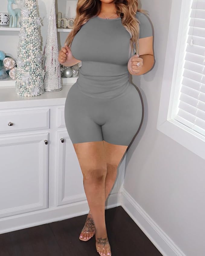 chicyes Lounge 2 Piece Sets For Women Summer Gym Two Piece Outfits Workout Plus Size Set Matching Shorts Clothes