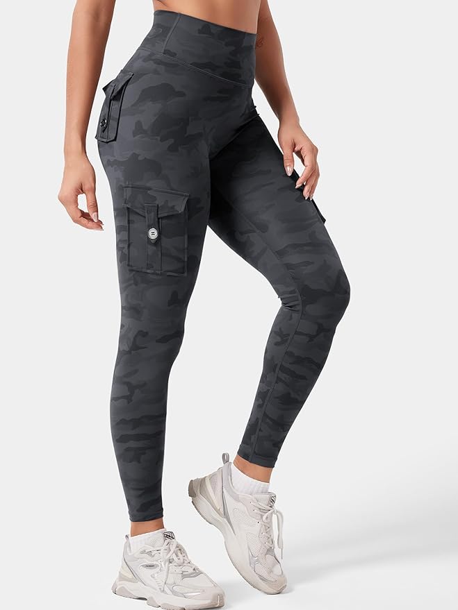 YEOREO CoreFlex Workout Cargo Leggings with Pockets for Women Hidden Scrunch Butt Lifting Leggings Gym Yoga Pants