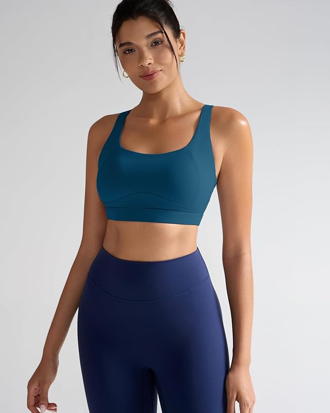 RUNNING GIRL Sports Bras for Women High Support,Racerback High Impact Grey Sports Bra Moulded Cup Workout Bra Push up