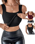 CHICME Womens U Neck Shapewear Built-in Bra Tank High Strechy Sleeveless Slim Fit Tops Camisole Workout Tops