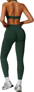 ABOCIW Workout Sets for Women Seamless Scunch Butt Lifting Impact Leggings Halter Sports Bra 2 Piece Gym Outfits