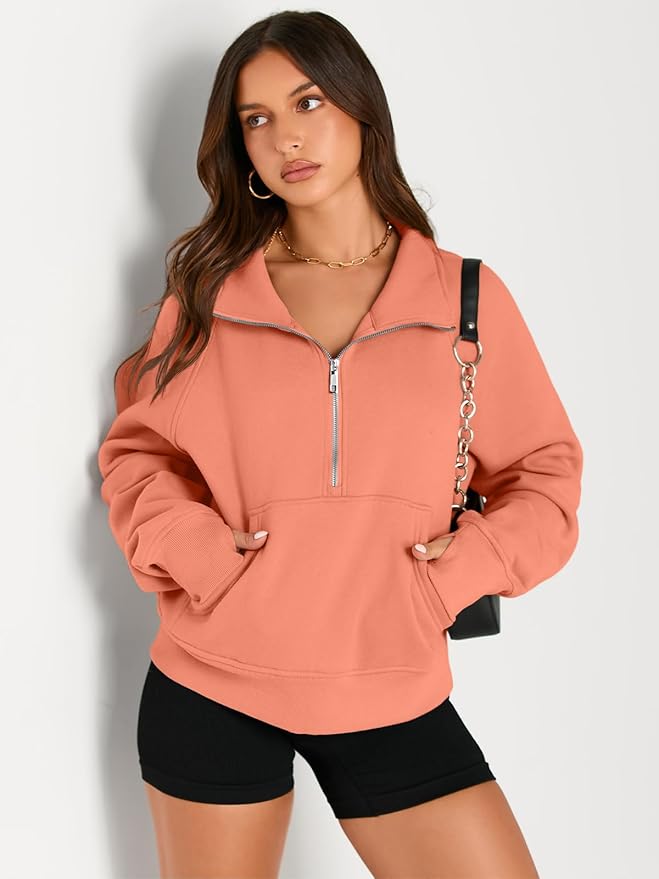 AUTOMET Womens Sweatshirts Half Zip Cropped Pullover Fleece Quarter Zipper Hoodies 2026 Fall Fashion Outfits Clothes