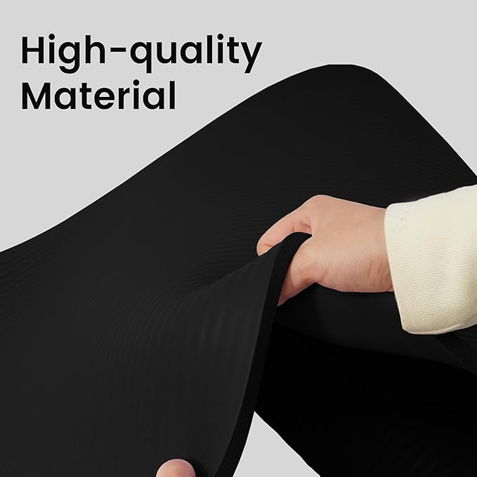 Fitvids Yoga Mat, 1/2-Inch Extra Thick High Density Exercise Mat, Anti-Tear Exercise Yoga Mat with Carrying Strap, Suitable for Various Yoga Exercises