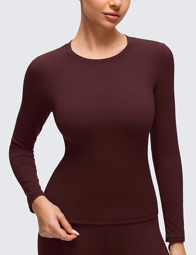 CRZ YOGA Softembrace Fleece Lined Thermal Underwear Set for Women - Soft Casual Base Layer Long Johns Warm Pajamas Top Bottom