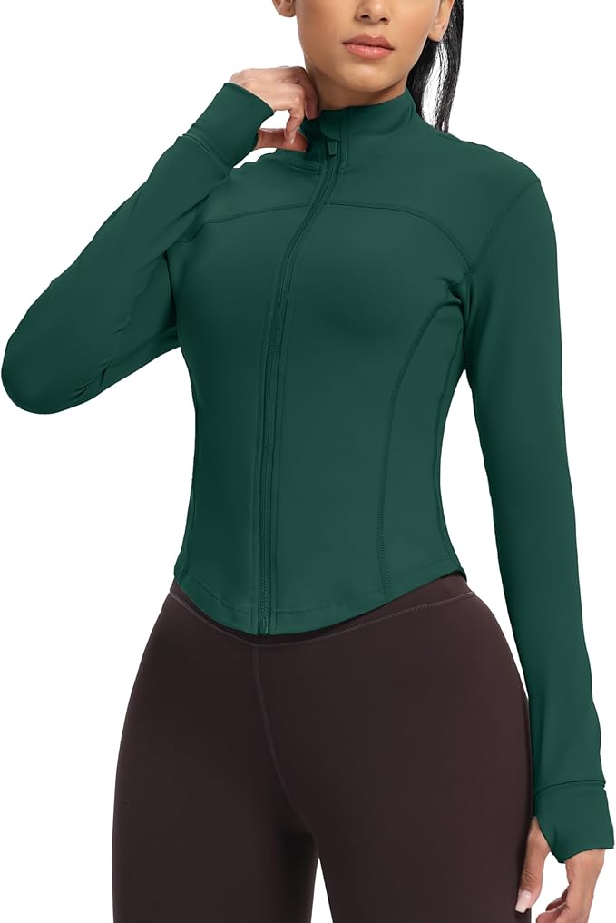 GYM RAINBOW Womens Zip Up Workout Jakcets Lightweight Slim Fit Running Athletic Jackets with Thumb Holes