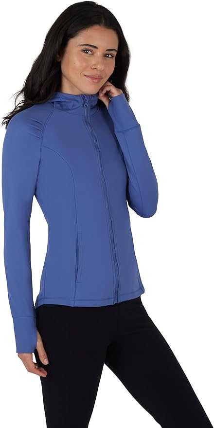 Yogalicious Full-Zip Lightweight Hooded Running Workout Yoga Lux Jacket with Pockets