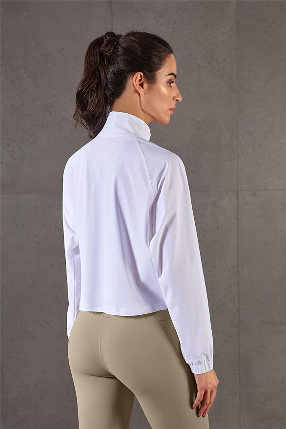 altiland Women's Athletic Running Yoga Gym Track Zip Up Cropped Jackets UPF 50+ Sun Protection Long Sleeve Workout Shirts