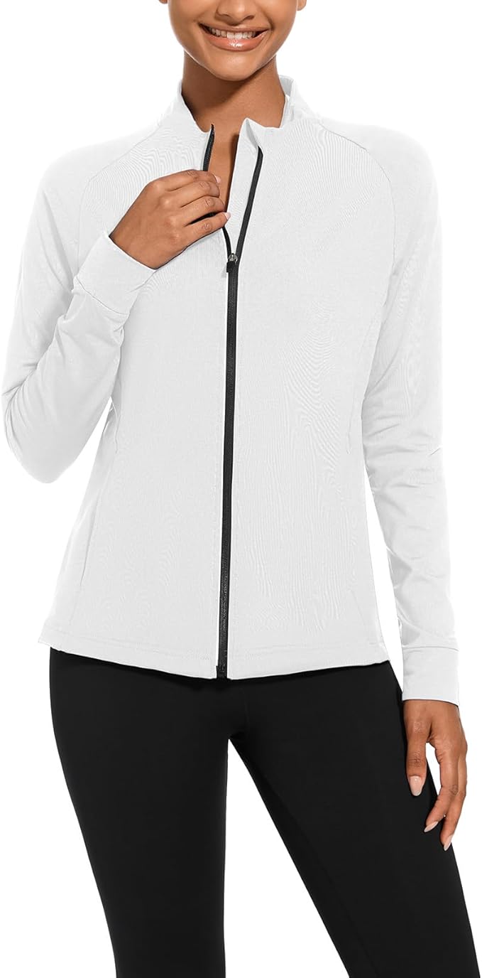 bpbtti Women's Polar Fleece Zip Up Workout Jackets with Pockets Slim Fit Cottony Soft Jacket for Running Athletic Yoga