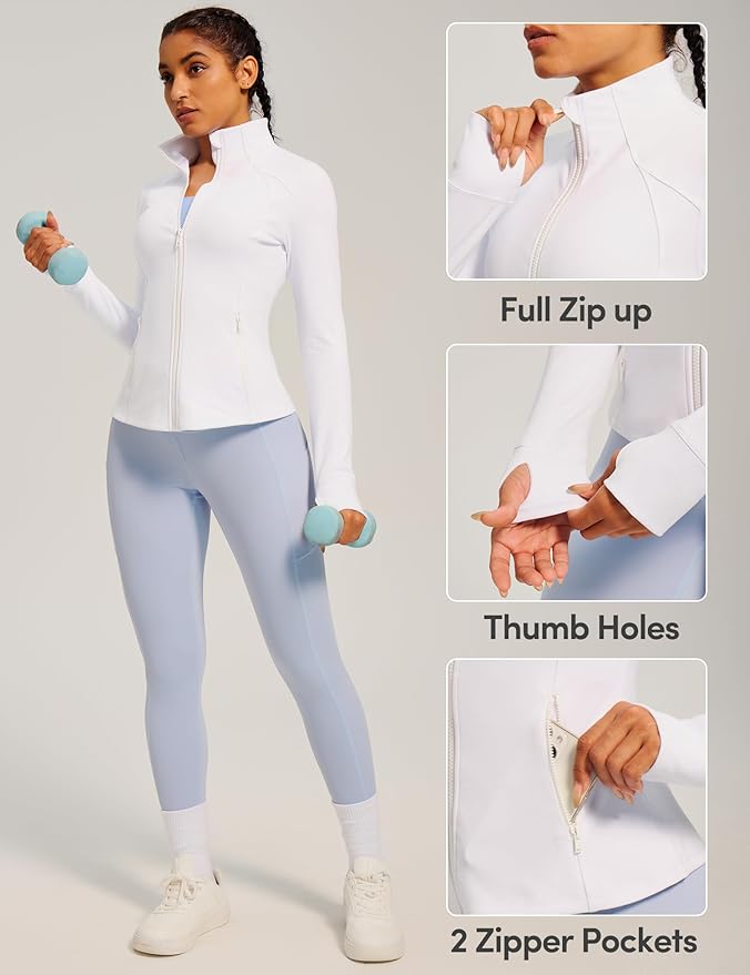 IUGA Women's Workout Jackets BBL Running Athletic Jackets Lightweight Full Zip Up Slim Fit for Women with Thumb Holes