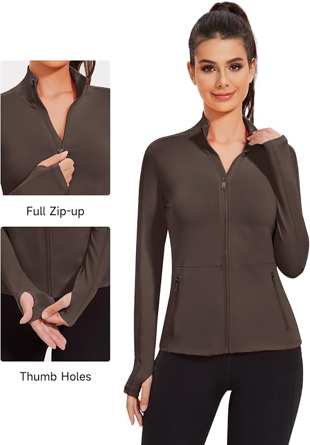 VUTRU Women's Workout Yoga Jacket Full Zip Running Athletic Track Jacket