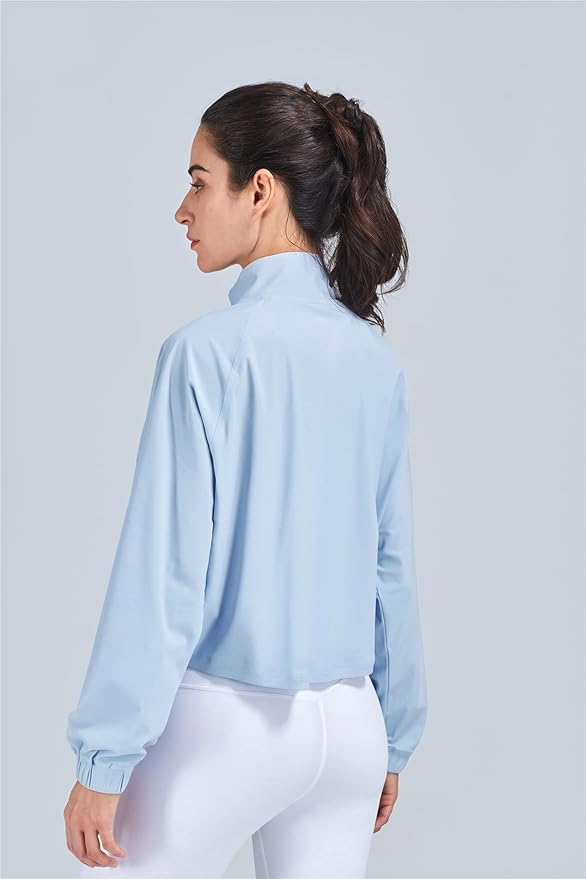 altiland Women's Athletic Running Yoga Gym Track Zip Up Cropped Jackets UPF 50+ Sun Protection Long Sleeve Workout Shirts