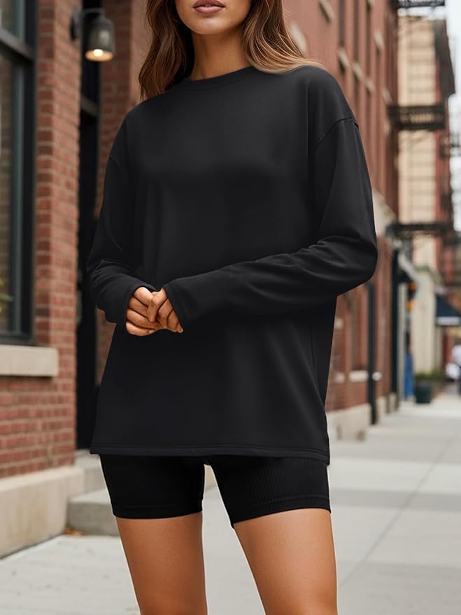 Trendy Queen Womens Spring Tops Oversized Long Sleeve T Shirts 2026 Basic Tee Fall Casual Workout Y2K Clothes