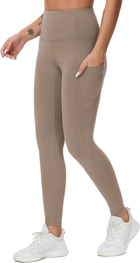 THE GYM PEOPLE Thick High Waist Yoga Pants with Pockets, Tummy Control Workout Running Yoga Leggings for Women