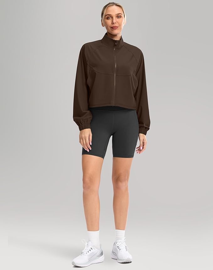 Soothfeel Women's Athletic workout Jacket Lightweight UPF 50+ Long Sleeve Sun Protection Shirts Zip Up Cropped Hiking Tops